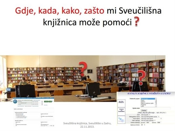 Edukacija korisnika – izlaganje u sklopu kolegija Orijentacijski praktikum